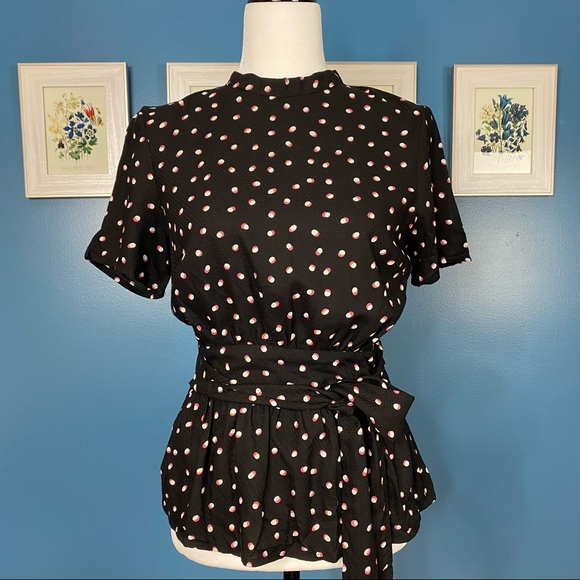 NWT Vero Moda Black Polka Dot Bow Tie Top XS - Picture 9 of 16